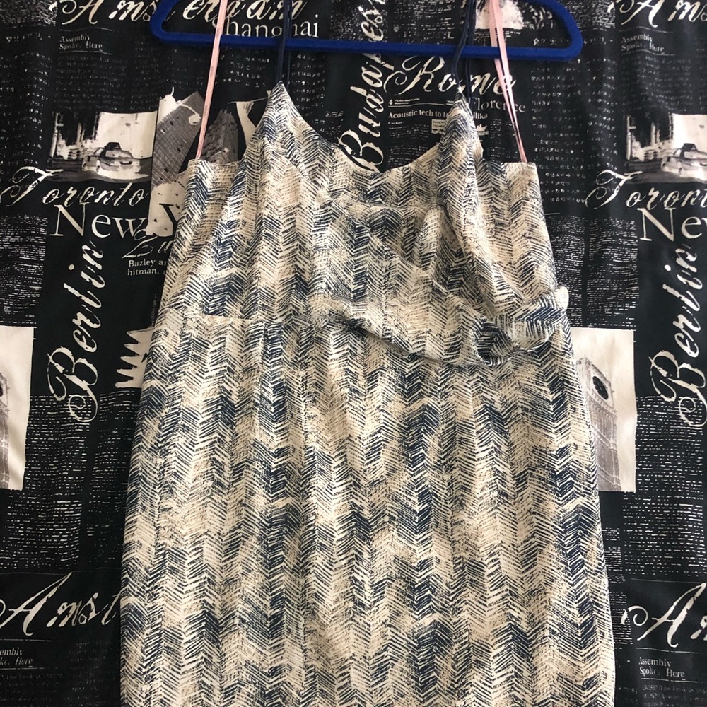 White and blue spaghetti strap dress